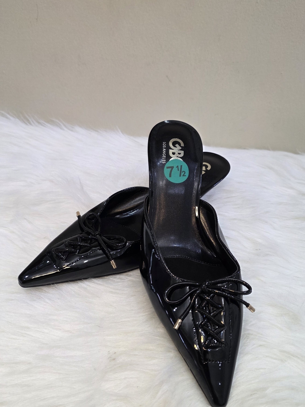 Black Patent Leather Pointed Toe Mules